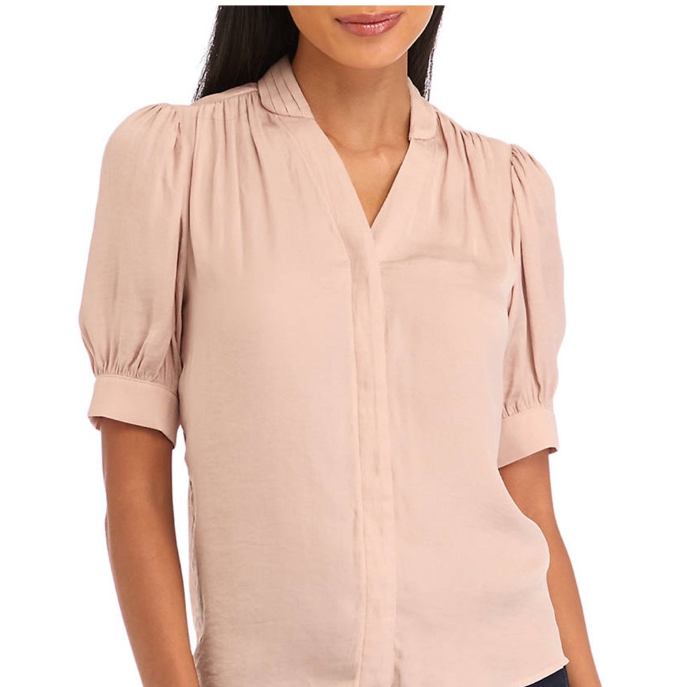 NWOT Philosophy
Petite Short Sleeve Satin Blouse with Shirring